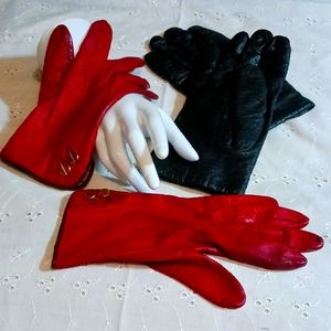 Vintage soft genuine leather Anne Klein/ Black vintage Hanes gloves